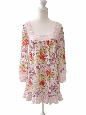 Jovovich-Hawk for Target Floral Boho Mini Dress XL Ruffle Hem Cottagecore